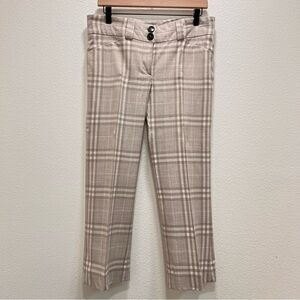 Burberry Nova Check Wool Plaid Pants Trousers Straight Leg Size 6